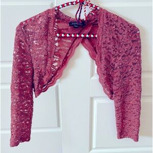 XXS cute pink lace shrug with sequines